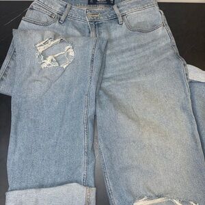 Women's Light Blue Distressed Jeans